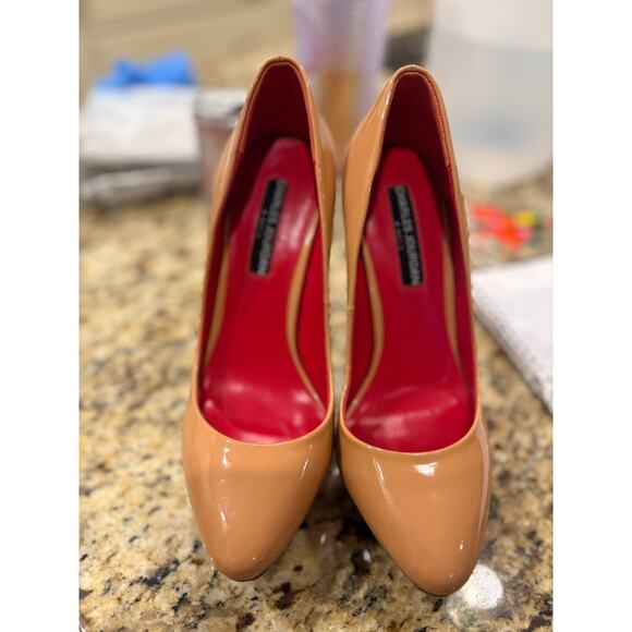 Charles Jourdan Paris Vintage Platform Nude Patent Leather Heels Size 6M - Picture 2 of 7